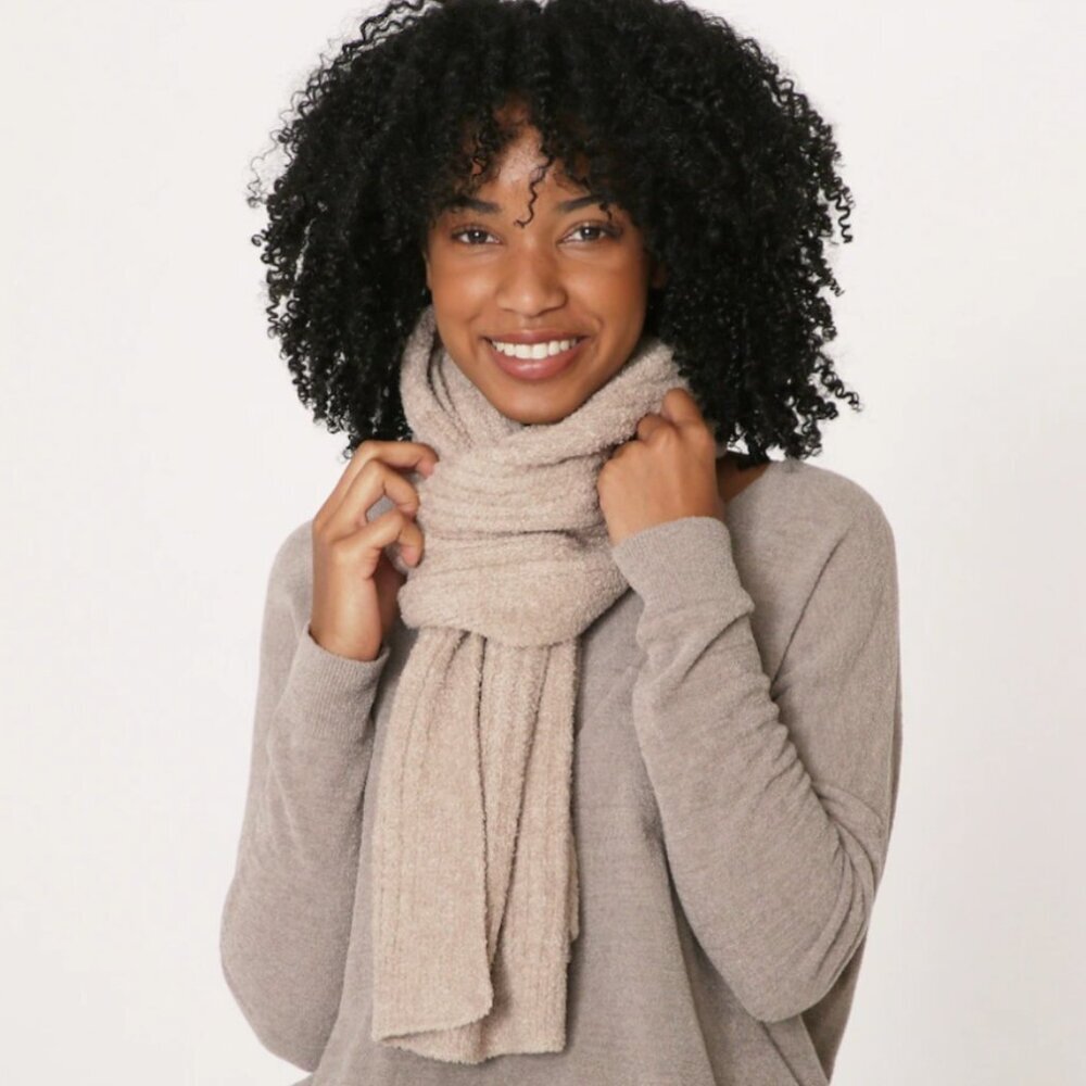 Barefoot Dreams Cozy Chic Lite Ribbed Scarf Taupe One Size